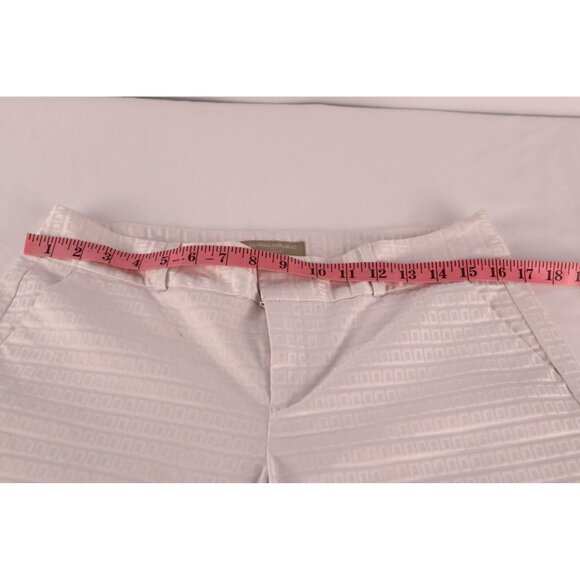 Banana Republic Martin Fit Womens Cropped Pants Size 8 White Textured Cotton Ble - Picture 8 of 10